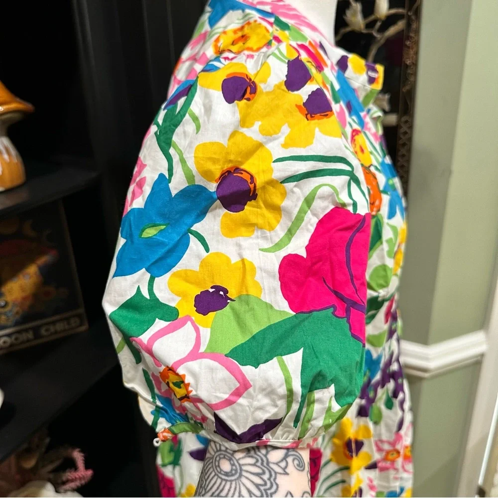 J.Crew Bold Floral Cotton Mini Dress (Size 8) - Picture 6 of 13